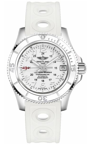 Review Breitling Superocean II 36 A17312D2-A775-230S White Rubber Strap watch price